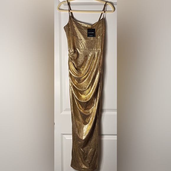 Gold Rubi Cowl Neck Cocktail Dress - Picture 3 of 10